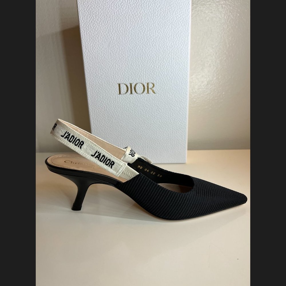 J'ADIOR SLINGBACK PUMP Black Technical Fabric/ Size 39